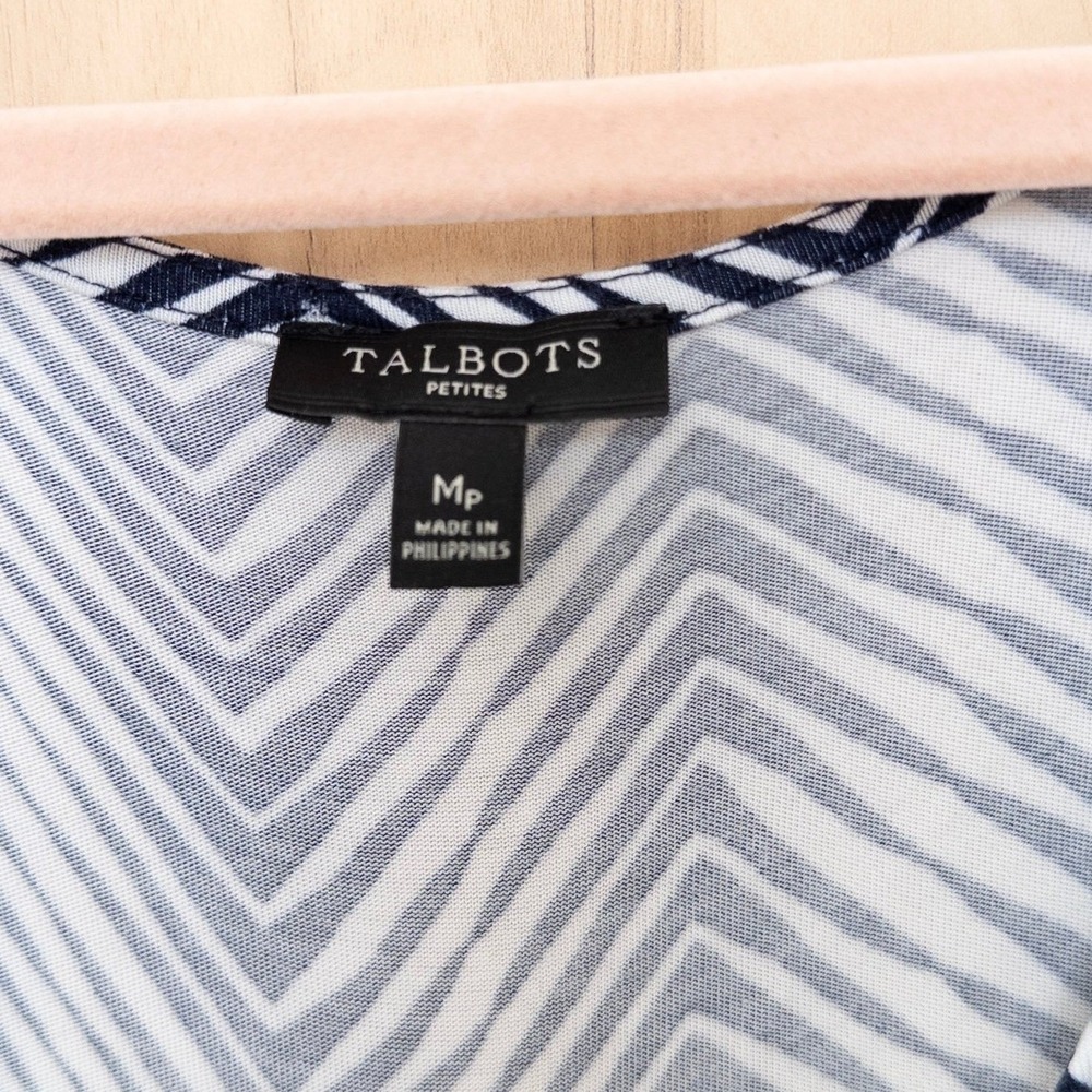 Talbots Womens Maxi Dress Size MP Navy White Chevron Resort Nautical Casual Chic - Picture 6 of 9